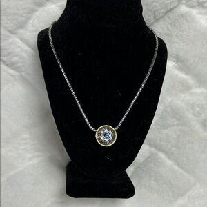 Brighton Reversible Necklace with Blue Center Medallion - Retired